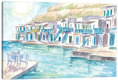 Milos Greece Aegean Island Dreams With Harbour Scene Canvas Art Print - Markus & Martina Bleichner