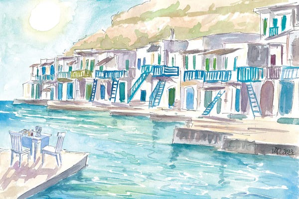 Markus & Martina Bleichner: Milos Greece Aegean Island Dreams With Harbour Scene by Markus & Martina Bleichner