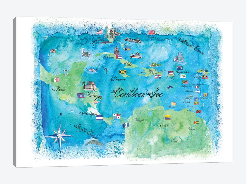 Caribbean Cruise Travel Poster by Markus & Martina Bleichner 1-piece Canvas Wall Art