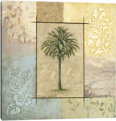 Palm Woodcut II Canvas Art Print - Michael Marcon