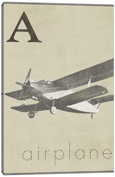 A Is For Airplane Canvas Art Print - Michael Marcon