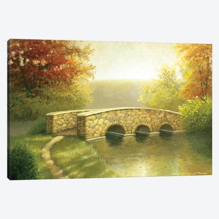 Autumn Bridge I Canvas Print #MMC28} by Michael Marcon Canvas Artwork