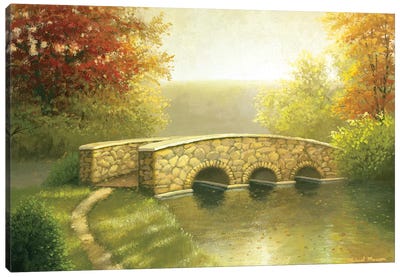 Autumn Bridge I Canvas Art Print - Michael Marcon