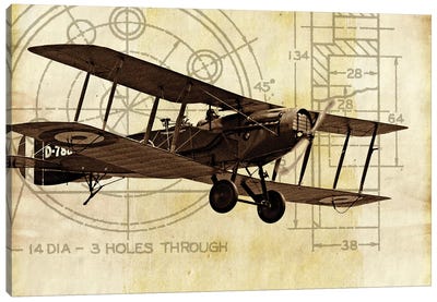 Flight Plans I Canvas Art Print - Aviation Blueprints
