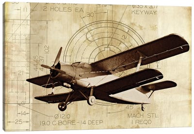 Flight Plans II Canvas Art Print - Aviation Blueprints
