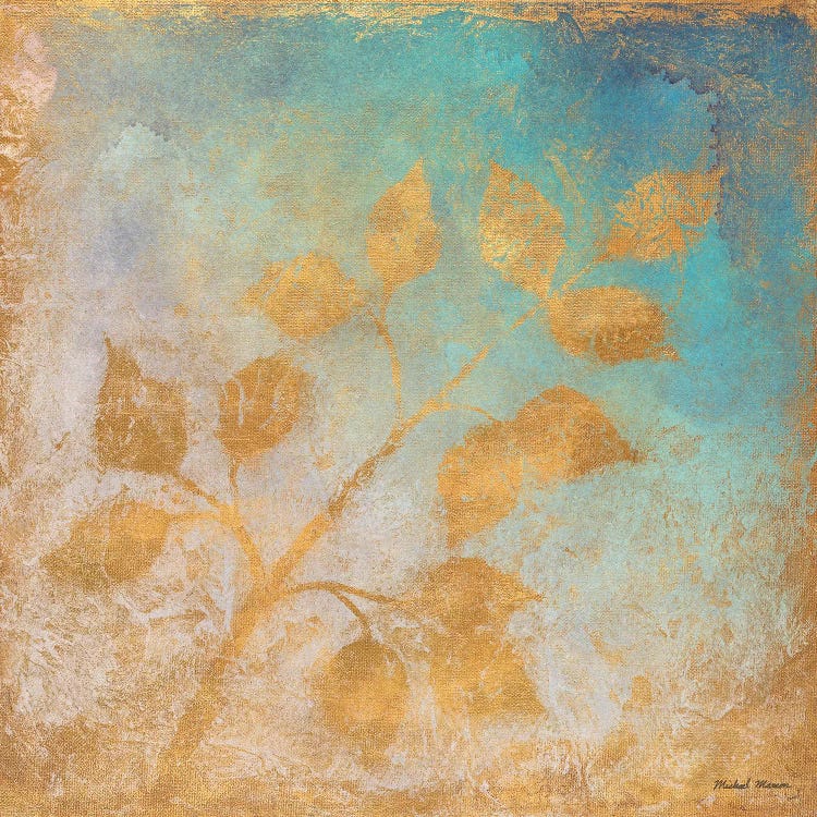 Gold Leaves on Blues I