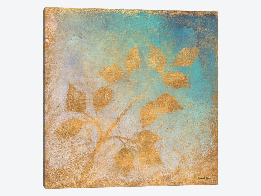 Gold Leaves on Blues I by Michael Marcon 1-piece Art Print