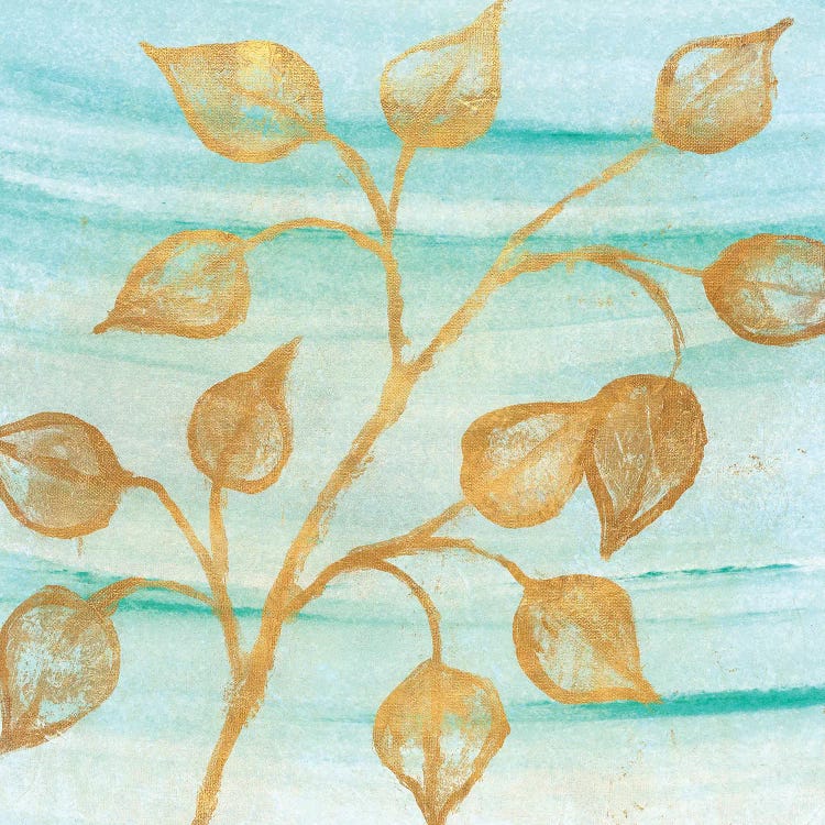 Gold Moment Of Nature On Teal I by Michael Marcon wall art