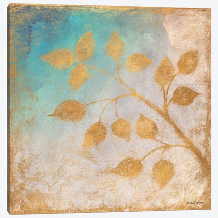 Gold Leaves on Blues II Canvas Print #MMC6} by Michael Marcon Canvas Art Print