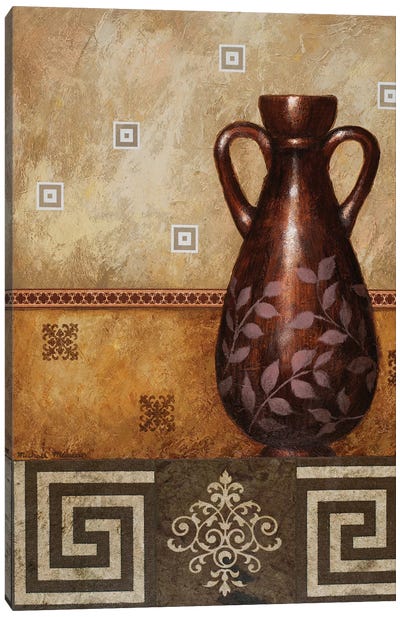 Mahogany Urn II Canvas Art Print - Greek Key