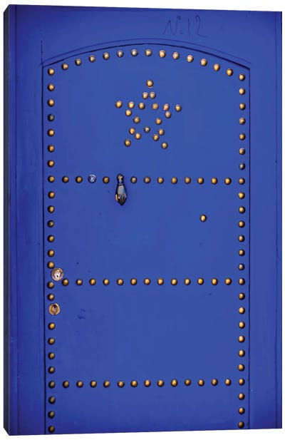 Blue Star Door Canvas Art Print - Moroccan Culture