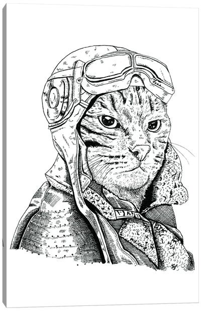 Cat Pilot Canvas Art Print - Mister Merlinn