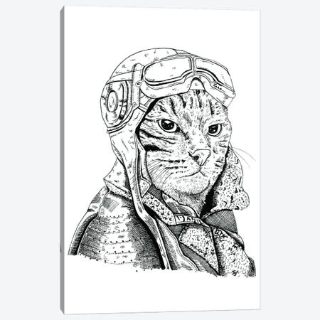 Cat Pilot Canvas Print #MML4} by Mister Merlinn Canvas Artwork