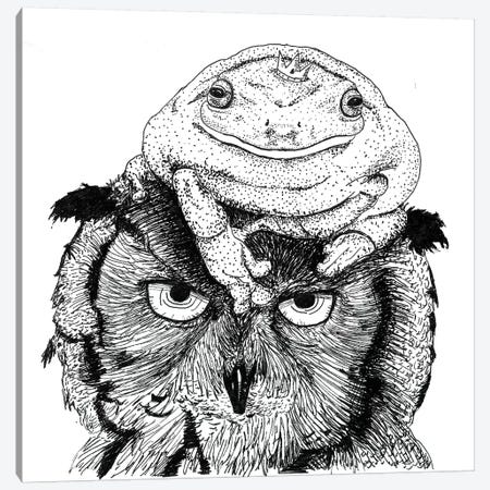 Grumpy Owl Canvas Print #MML7} by Mister Merlinn Canvas Art