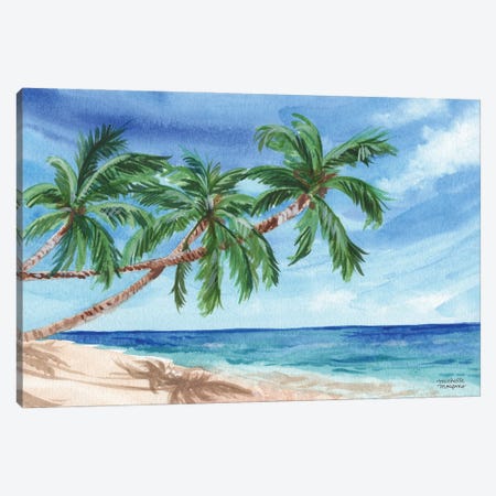 Island Breeze Beach Watercolor Canvas Print #MMP101} by Michelle Mospens Canvas Wall Art