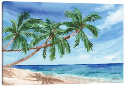 Island Breeze Beach Watercolor Canvas Art Print - Michelle Mospens