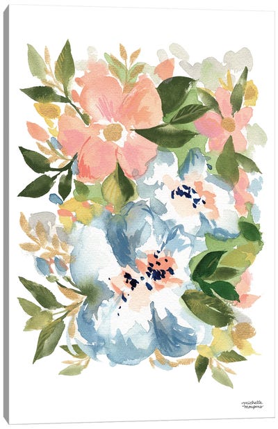 French Country Florals Watercolor Canvas Art Print - Michelle Mospens