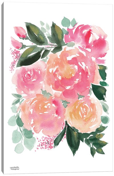 Hand Gathered Bouquet Watercolor Canvas Art Print - Michelle Mospens