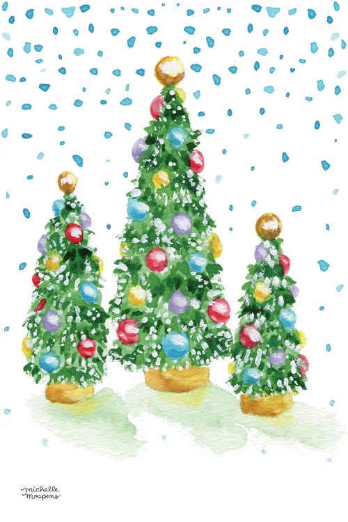 Vintage Christmas Trees Watercolor