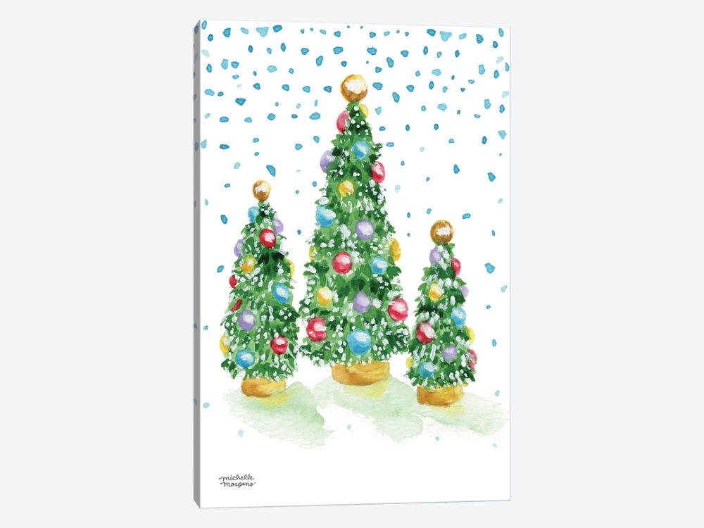 Vintage Christmas Trees Watercolor by Michelle Mospens 1-piece Art Print