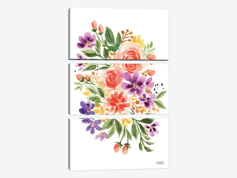 Enchanted Posy Watercolor by Michelle Mospens 3-piece Canvas Art Print