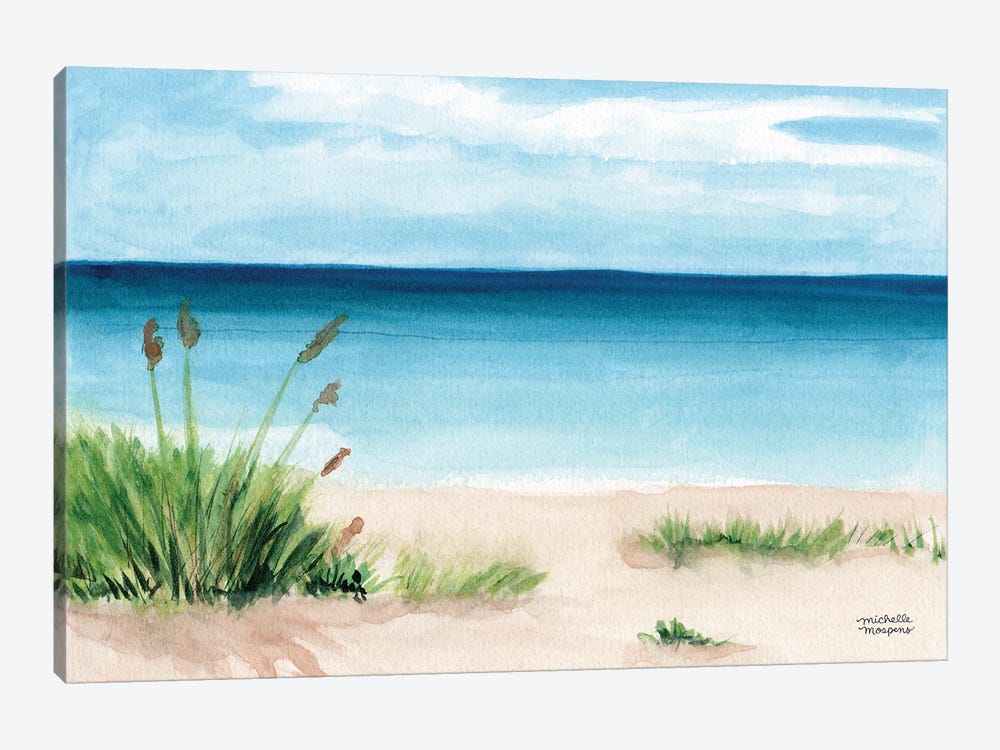 Beach Scene I Watercolor by Michelle Mospens 1-piece Canvas Art Print