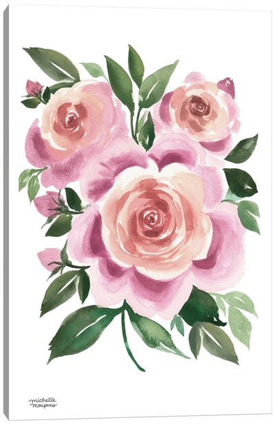 Mauveulous Blooms Watercolor Canvas Art Print - Michelle Mospens