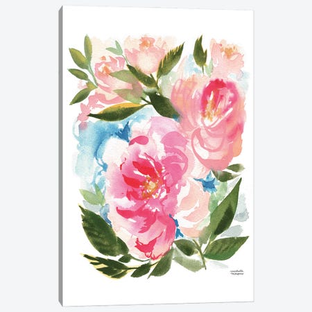 Peony Garden Floral Watercolor Canvas Print #MMP116} by Michelle Mospens Canvas Artwork