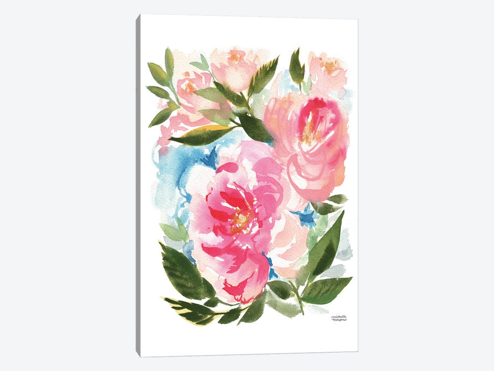 Peony Garden Floral Watercolor by Michelle Mospens 1-piece Art Print