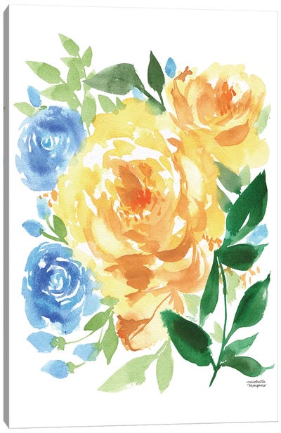 Burst Into Blooms Watercolor Canvas Art Print - Michelle Mospens