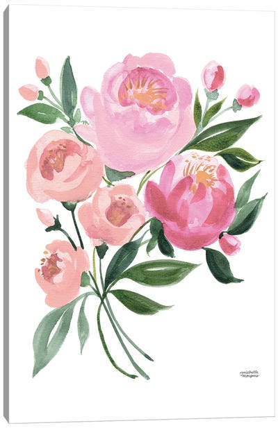 Pastel Spring Bouquet Watercolor Flowers Canvas Art Print - Michelle Mospens