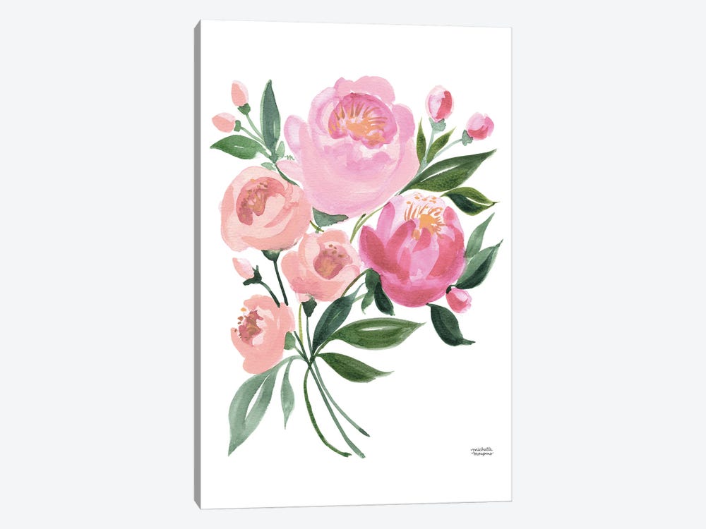 Pastel Spring Bouquet Watercolor Flowers by Michelle Mospens 1-piece Canvas Print