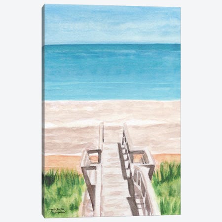 Beach Boardwalk Watercolor Canvas Print #MMP11} by Michelle Mospens Canvas Artwork