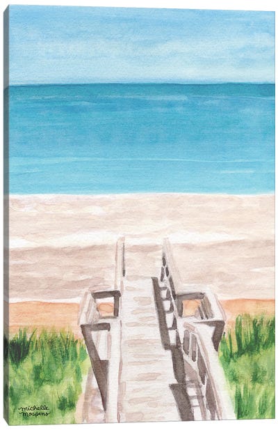 Beach Boardwalk Watercolor Canvas Art Print - Michelle Mospens