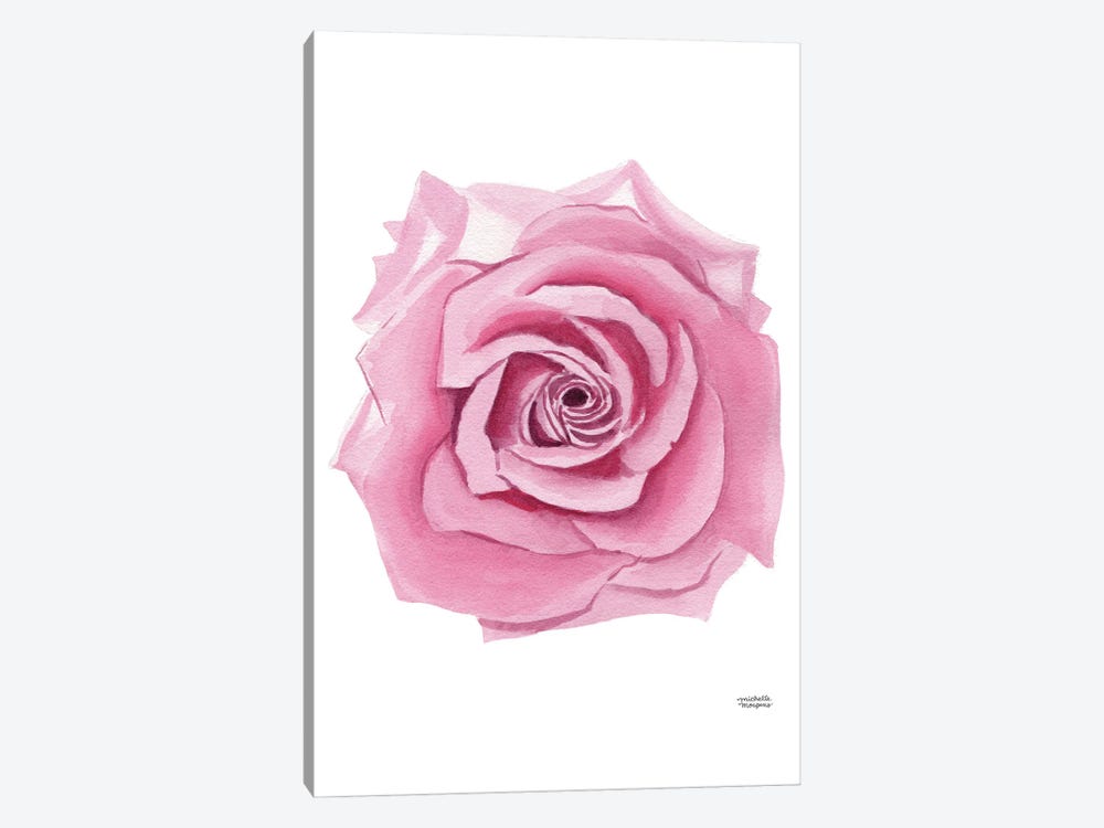 Pink Rose Bloom Watercolor by Michelle Mospens 1-piece Canvas Artwork