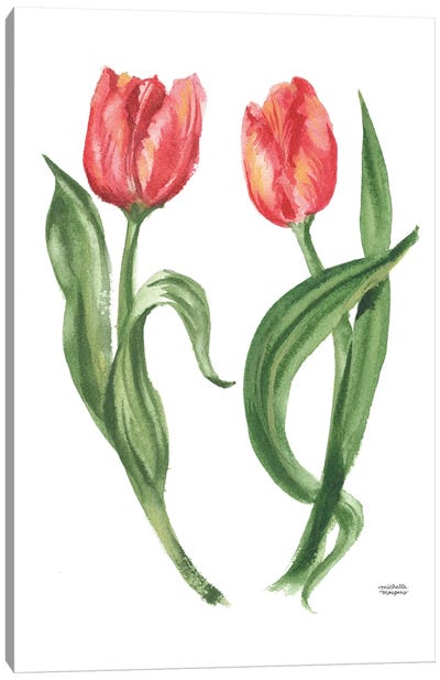 Tulip Botanicals Watercolor Canvas Art Print - Michelle Mospens