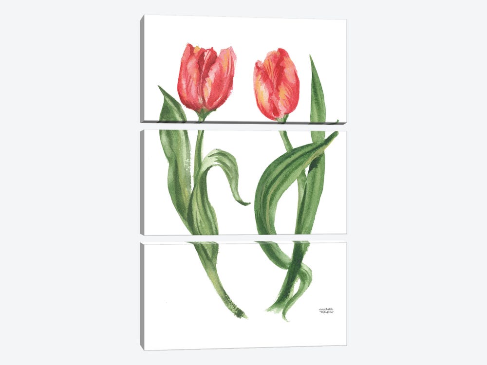 Tulip Botanicals Watercolor by Michelle Mospens 3-piece Canvas Print