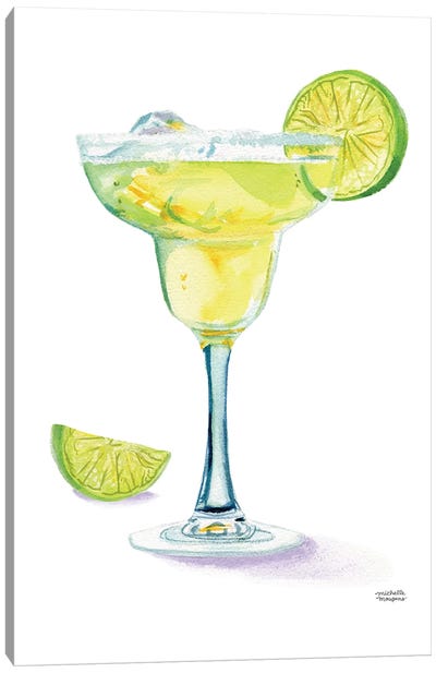 Margarita Cocktail Drink Watercolor Canvas Art Print - Michelle Mospens