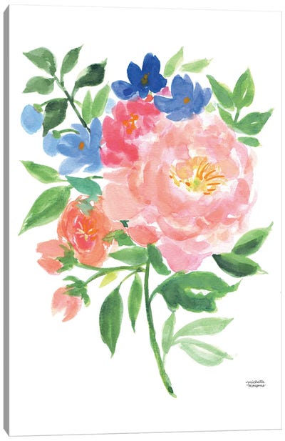 Summer Blooming Bouquet Watercolor Canvas Art Print - Michelle Mospens