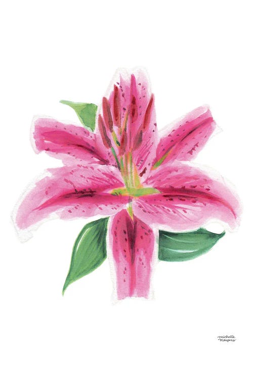 Watercolor Stargazer Lily Bloom