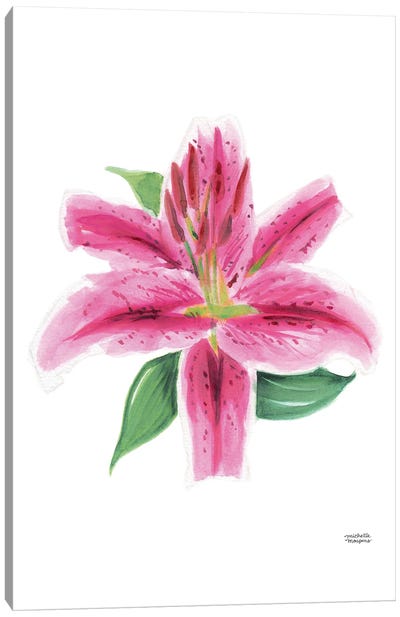 Watercolor Stargazer Lily Bloom Canvas Art Print - Michelle Mospens