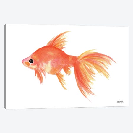 Goldfish Watercolor Canvas Print #MMP12} by Michelle Mospens Canvas Artwork