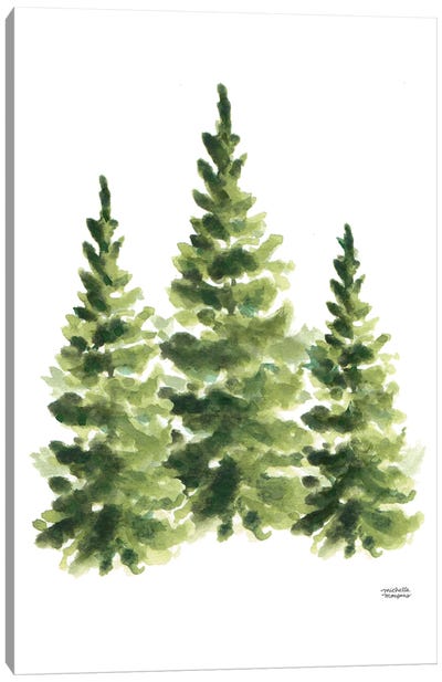Watercolor Pine Trees Canvas Art Print - Pine Tree Art