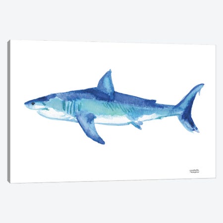Blue Shark Watercolor Canvas Print #MMP131} by Michelle Mospens Canvas Print