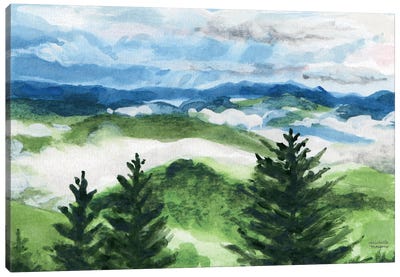 Mountain Resort Watercolor Canvas Art Print - Michelle Mospens