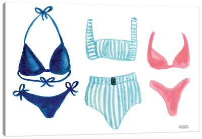 Bathing Suits Watercolor Canvas Art Print - Women's Swimsuit & Bikini Art