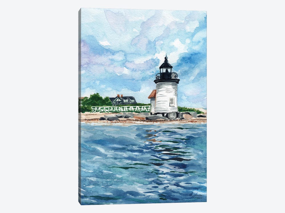 Nantucket Brant Point Lighthouse Watercolor by Michelle Mospens 1-piece Art Print
