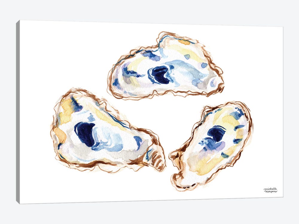 Oysters XI Watercolor by Michelle Mospens 1-piece Canvas Art
