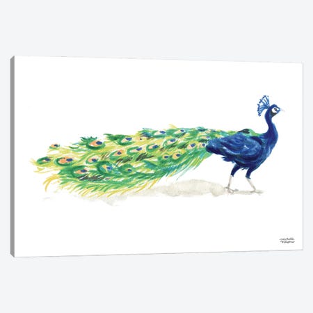 Peacock I Watercolor Canvas Print #MMP15} by Michelle Mospens Art Print