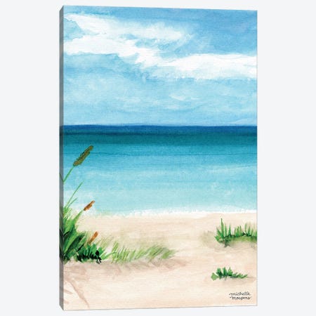 Beach Scene II Watercolor Canvas Print #MMP16} by Michelle Mospens Art Print